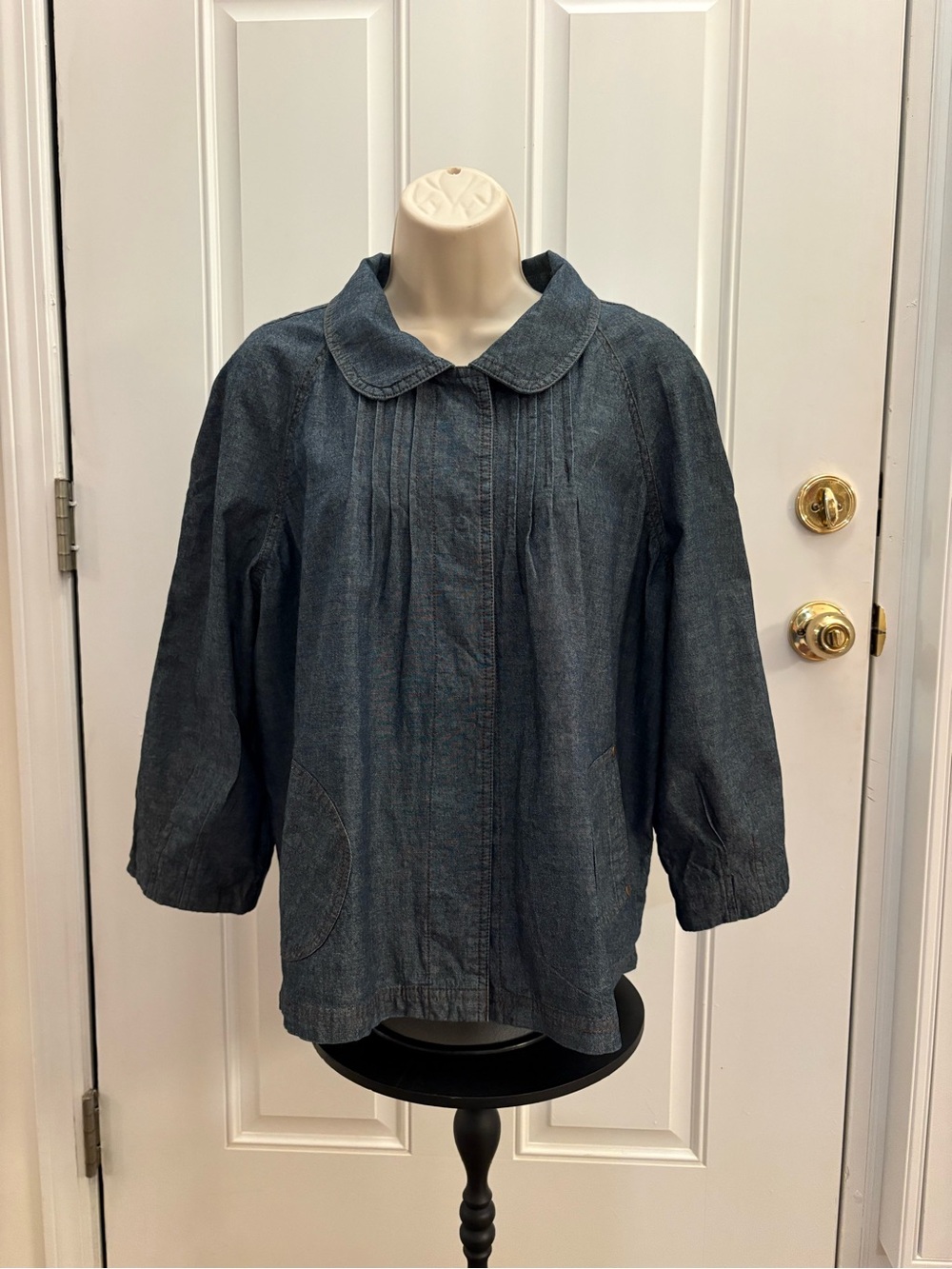 Kim Rogers Dark Blue Denim Jacket with Peter Pan Collar